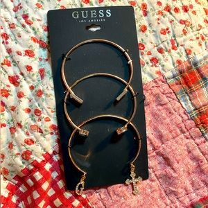 SALE 3/$15 NWT GUESS trio of thin silver cuff bracelets w/crystals & charms